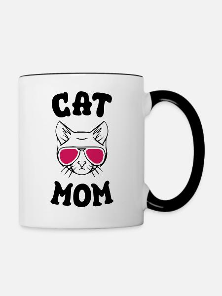 Cat Mom - Tasse zweifarbig - Weiß/Schwarz