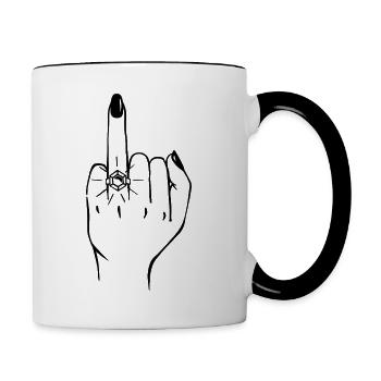 majeur annulaire marié fiancé mariée - Mug contrasté - blanc/noir - Droite