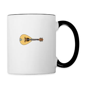 Mandolin Picking Musician Music Notes Folk Music - Contrasting Mug - white/black - Right