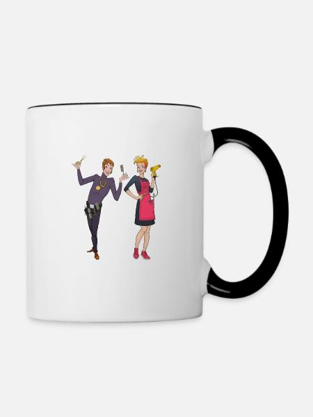 Friseurin Friseur - Tasse zweifarbig - Weiß/Schwarz