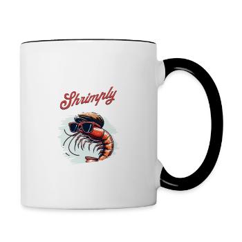 Crevettes, le meilleur jeu de mots - Mug contrasté - blanc/noir - Droite