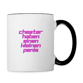 Les tricheurs ont un petit t-shirt à pénis - Mug contrasté - blanc/noir - Droite
