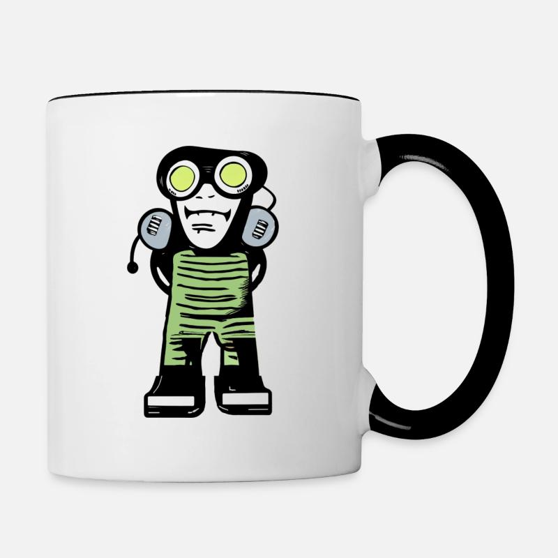 homme vert - Mug contrasté - blanc/noir