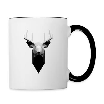 Polygon Design Hirsch Tierkopf - Tasse zweifarbig - Weiß/Schwarz - Rechts