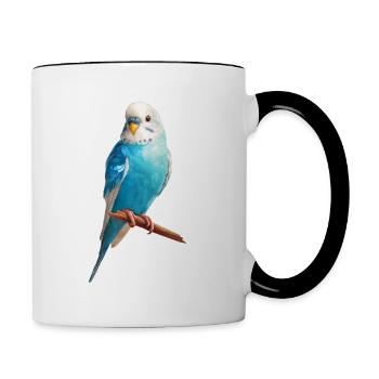 Wellensittich - Tasse zweifarbig - Weiß/Schwarz - Rechts