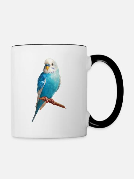 Wellensittich - Tasse zweifarbig - Weiß/Schwarz