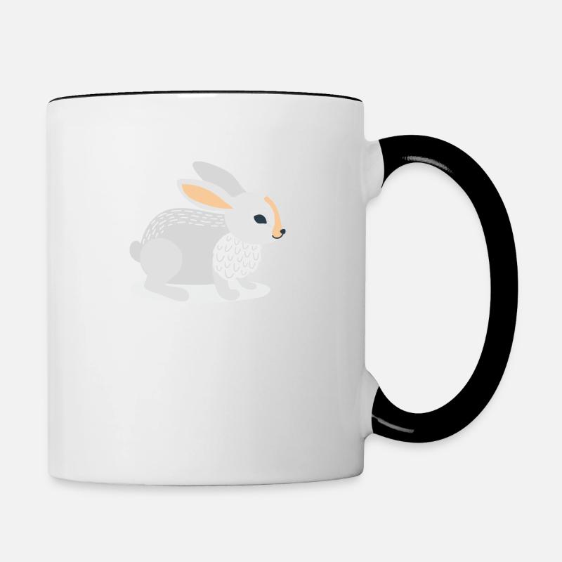 Mountain hare sits in the snow - Contrasting Mug - white/black
