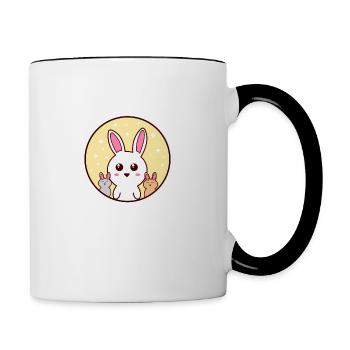 Rabbit Mom Cute Rabbit Rodent - Contrasting Mug - white/black - Right