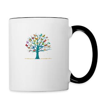 Butterfly Tree Nature Insects Forest Wildlife - Contrasting Mug - white/black - Right