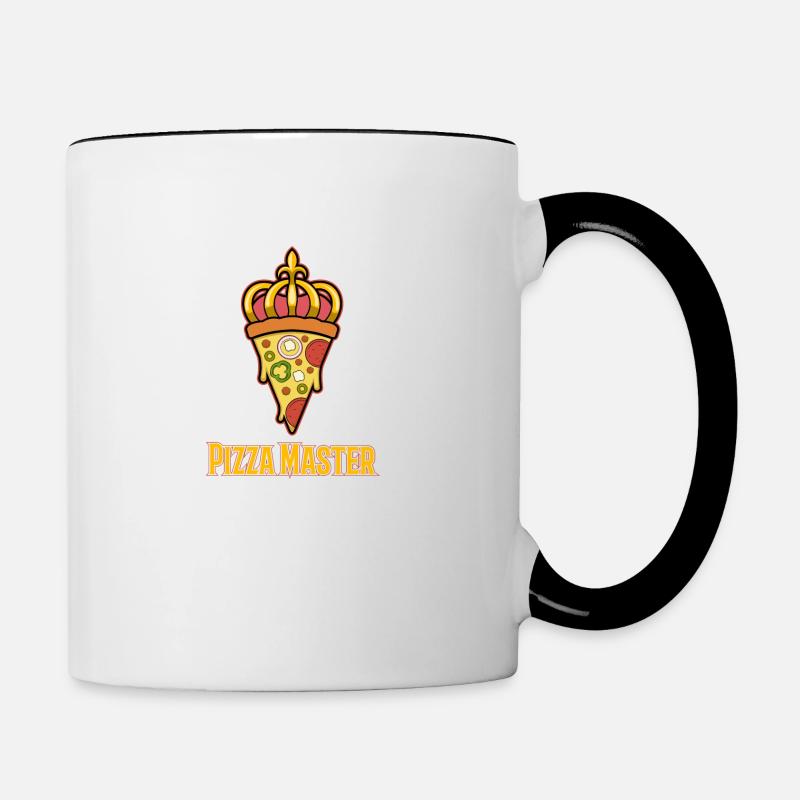 Maître de pizza drôle dicton Hobby Pizza Chef - Mug contrasté - blanc/noir
