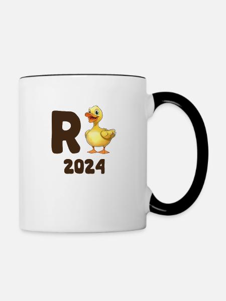 R Ente 2024 - Rente 2024 Ente Rentner Ruhestand - Tasse zweifarbig - Weiß/Schwarz