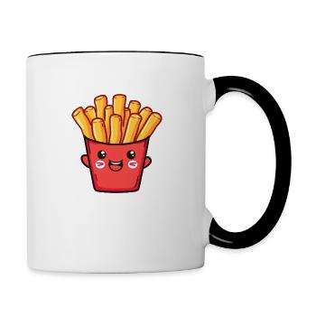 Funny French Fries Cartoon - Contrasting Mug - white/black - Right