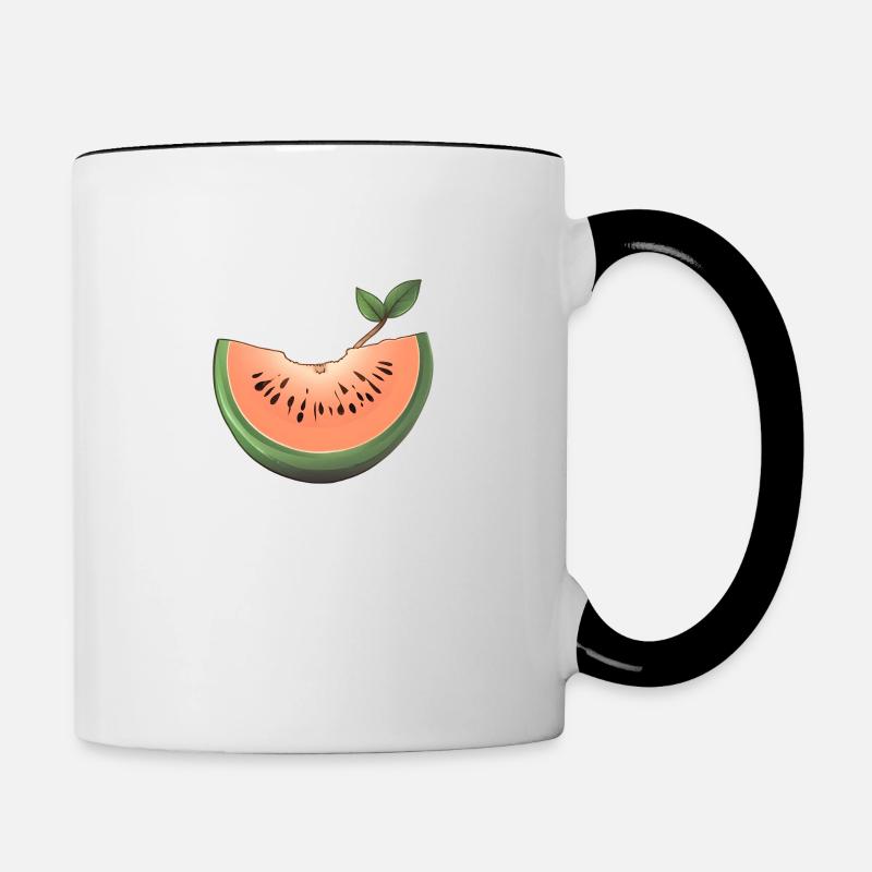 Watermelon, Melon, Fruit, Fruit - Contrasting Mug - white/black