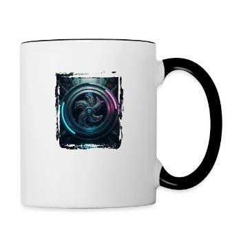 Zodiac sign Libra in cyberpunk era Future - Contrasting Mug - white/black - Right