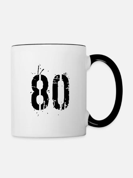 Nummer 80 - Tasse zweifarbig - Weiß/Schwarz