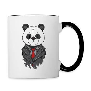 PANDA GANGSTER - Mug contrasté - blanc/noir - Droite
