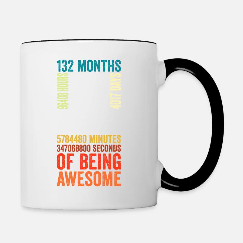 11th anniversary gift, 11th wedding anniversary - Tasse zweifarbig - Weiß/Schwarz