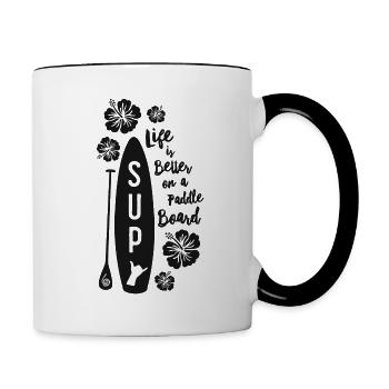 SUP & Flowers - Tasse zweifarbig - Weiß/Schwarz - Rechts