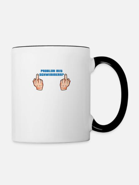 Problem Schwimmer Mittelfinger - Tasse zweifarbig - Weiß/Schwarz