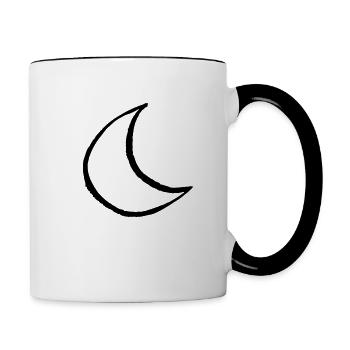 Mond Symbol Luna Amulett freie farbwahl - Tasse zweifarbig - Weiß/Schwarz - Rechts