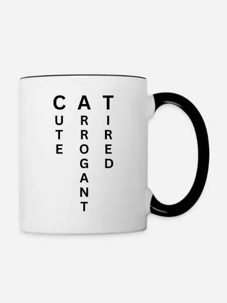 CAT - Cute Arrogant Tired - Tasse zweifarbig - Weiß/Schwarz