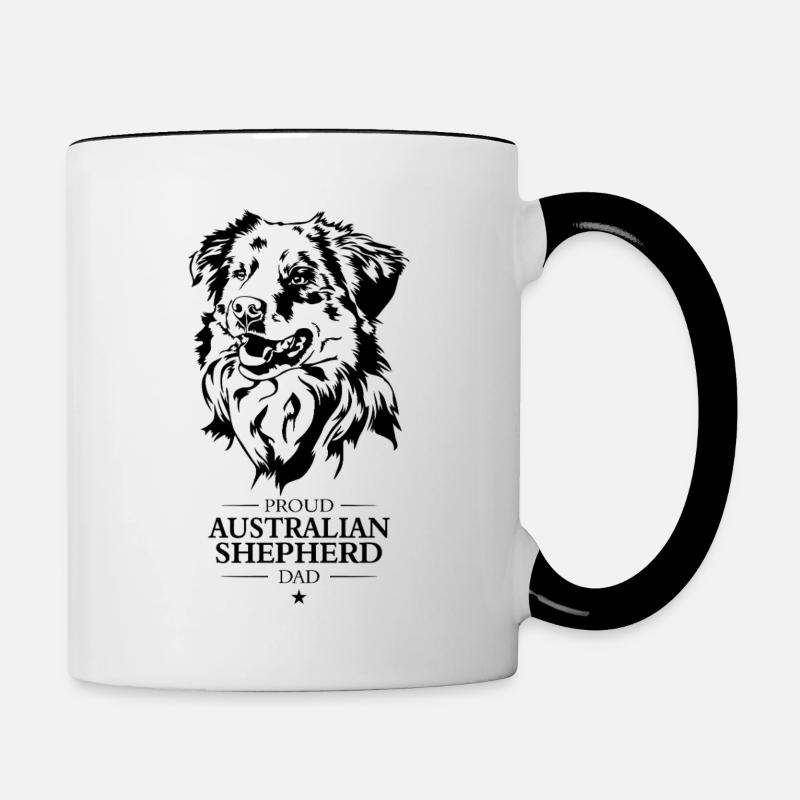 Berger Australien Papa Chiens Chiens de troupeau Wilsigns - Mug contrasté - blanc/noir