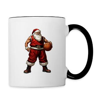 Weihnachtsmann Basketball - Tasse zweifarbig - Weiß/Schwarz - Rechts