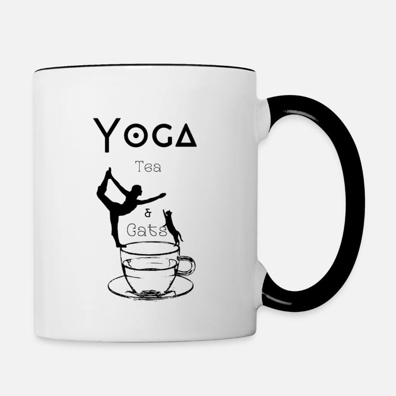 YogaTea&Chats - Mug contrasté - blanc/noir