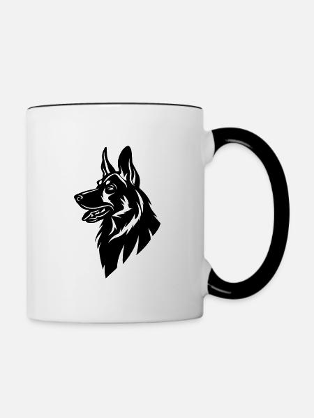 Schäferhund Hund Hundekopf - Tasse zweifarbig - Weiß/Schwarz