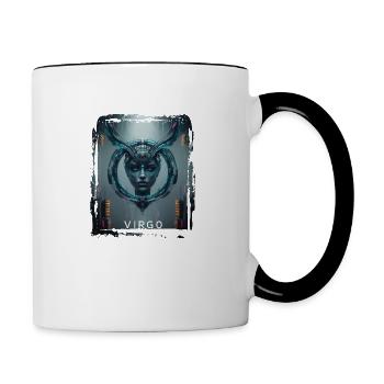 Zodiac sign Virgo in cyberpunk era Future - Contrasting Mug - white/black - Right