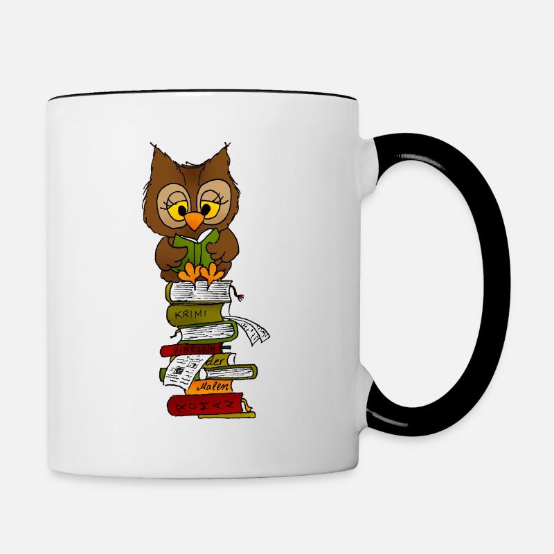 Büchereule Leseeule - Tasse zweifarbig - Weiß/Schwarz