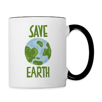 Save Earth Nachhaltig Klimawandel - Tasse zweifarbig - Weiß/Schwarz - Rechts