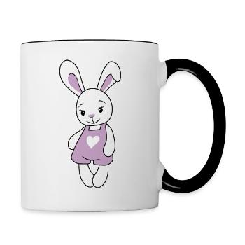 Cute cartoonish rabbit - Contrasting Mug - white/black - Right