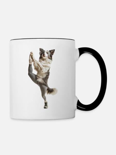 Australischer Schäferhund - Tasse zweifarbig - Weiß/Schwarz