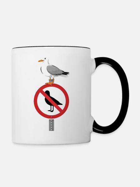 Möwe rebelliert gegen Verbotsschild witziger - Tasse zweifarbig - Weiß/Schwarz