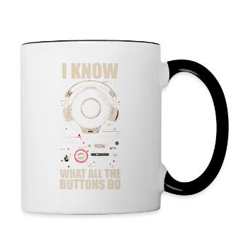 Ich weiß, was alle Tasten tun - Tasse zweifarbig - Weiß/Schwarz - Rechts