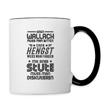 Wallach Hengst und Stute - Tasse zweifarbig - Weiß/Schwarz - Rechts