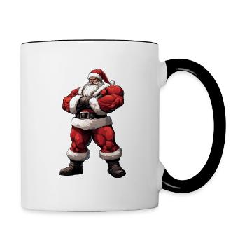 Weihnachtsmann Bodybuilder - Tasse zweifarbig - Weiß/Schwarz - Rechts