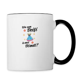 Dirndl Trachten Ersatz für - Tasse zweifarbig - Weiß/Schwarz - Rechts
