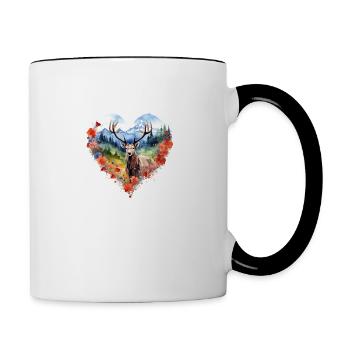 Ersatz Dirndl Hirschgeweih Hirsch - Tasse zweifarbig - Weiß/Schwarz - Rechts