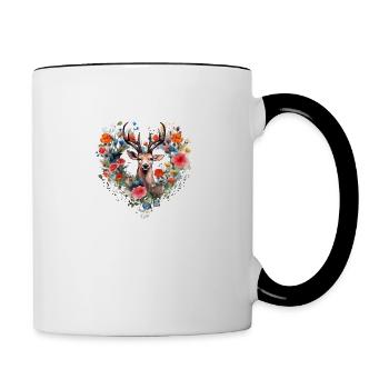Ersatz Dirndl Hirschgeweih Hirsch - Tasse zweifarbig - Weiß/Schwarz - Rechts
