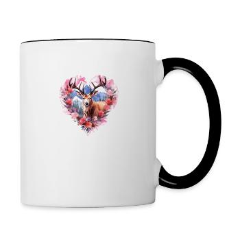Ersatz Dirndl Hirschgeweih Hirsch - Tasse zweifarbig - Weiß/Schwarz - Rechts