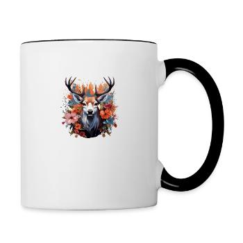 Ersatz Dirndl Hirschgeweih Hirsch - Tasse zweifarbig - Weiß/Schwarz - Rechts