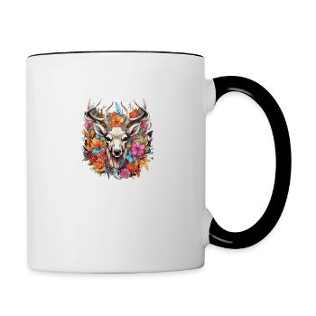 Ersatz Dirndl Hirschgeweih Hirsch - Tasse zweifarbig - Weiß/Schwarz - Rechts