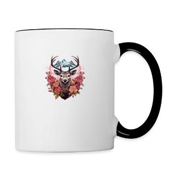 Ersatz Dirndl Hirschgeweih Hirsch - Tasse zweifarbig - Weiß/Schwarz - Rechts