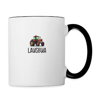 Lausbua Traktor Bayerischer Dialekt Herren - Tasse zweifarbig - Weiß/Schwarz - Rechts