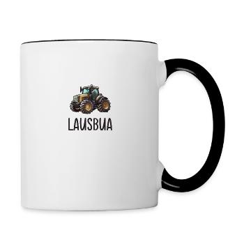 Lausbua Traktor Bayerischer Dialekt Herren - Tasse zweifarbig - Weiß/Schwarz - Rechts