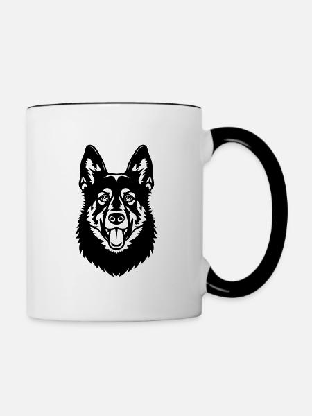 Schäferhund Hund Hundekopf - Tasse zweifarbig - Weiß/Schwarz