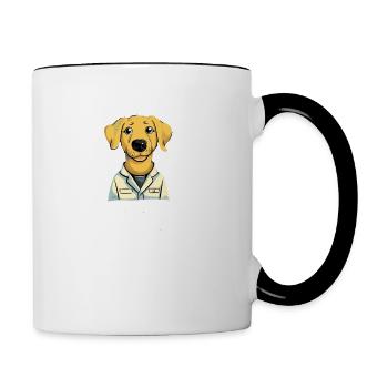 Happy Labradoodle as "Dogtor" - Contrasting Mug - white/black - Right