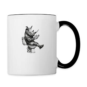 Rhinocéros sur les toilettes - Mug contrasté - blanc/noir - Droite
